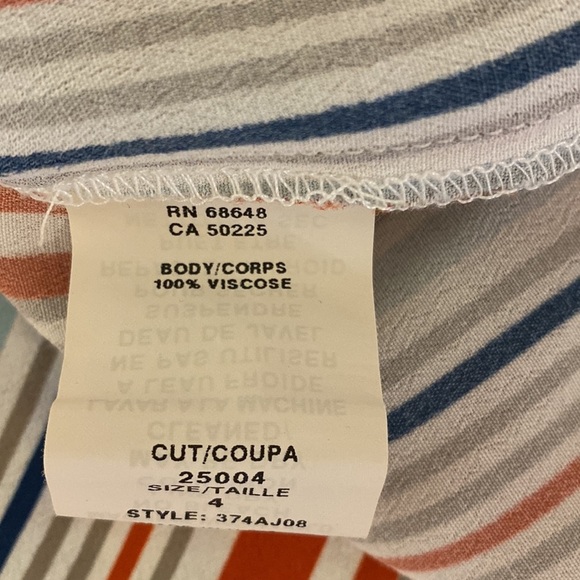 Allen Schwartz Boutique line striped cold shoulder sheath midi dress size 4 - Picture 3 of 11